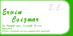 ervin csizmar business card